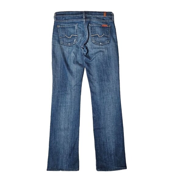 For All 7 Mankind Straight Leg Stretch Jeans Denim Distressed Mid-Washed Blue 26 - Picture 12 of 12